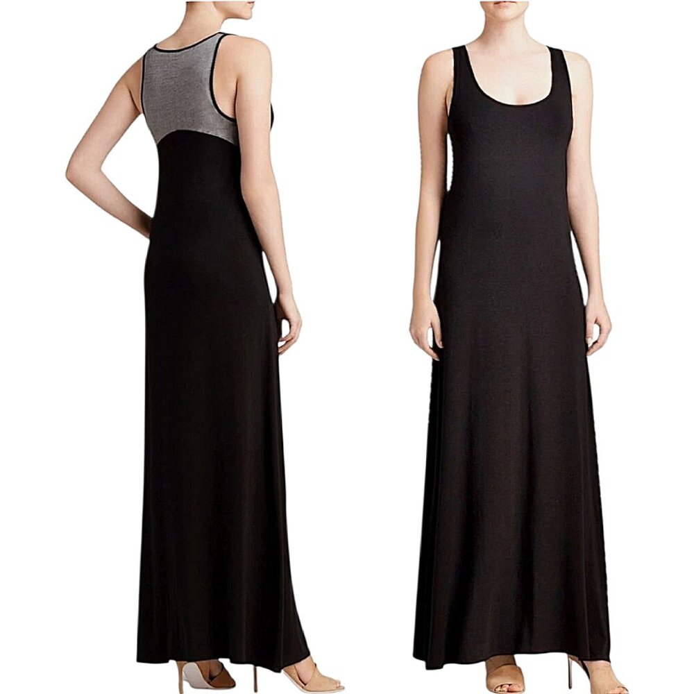 Vince Chambray Back Modal Maxi Dress Shelf Bra Sleeveless Lounge/Minimalist - S